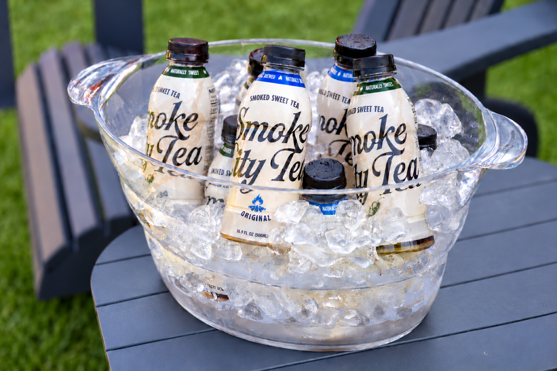 Smoke City Tea on ice in a party tub