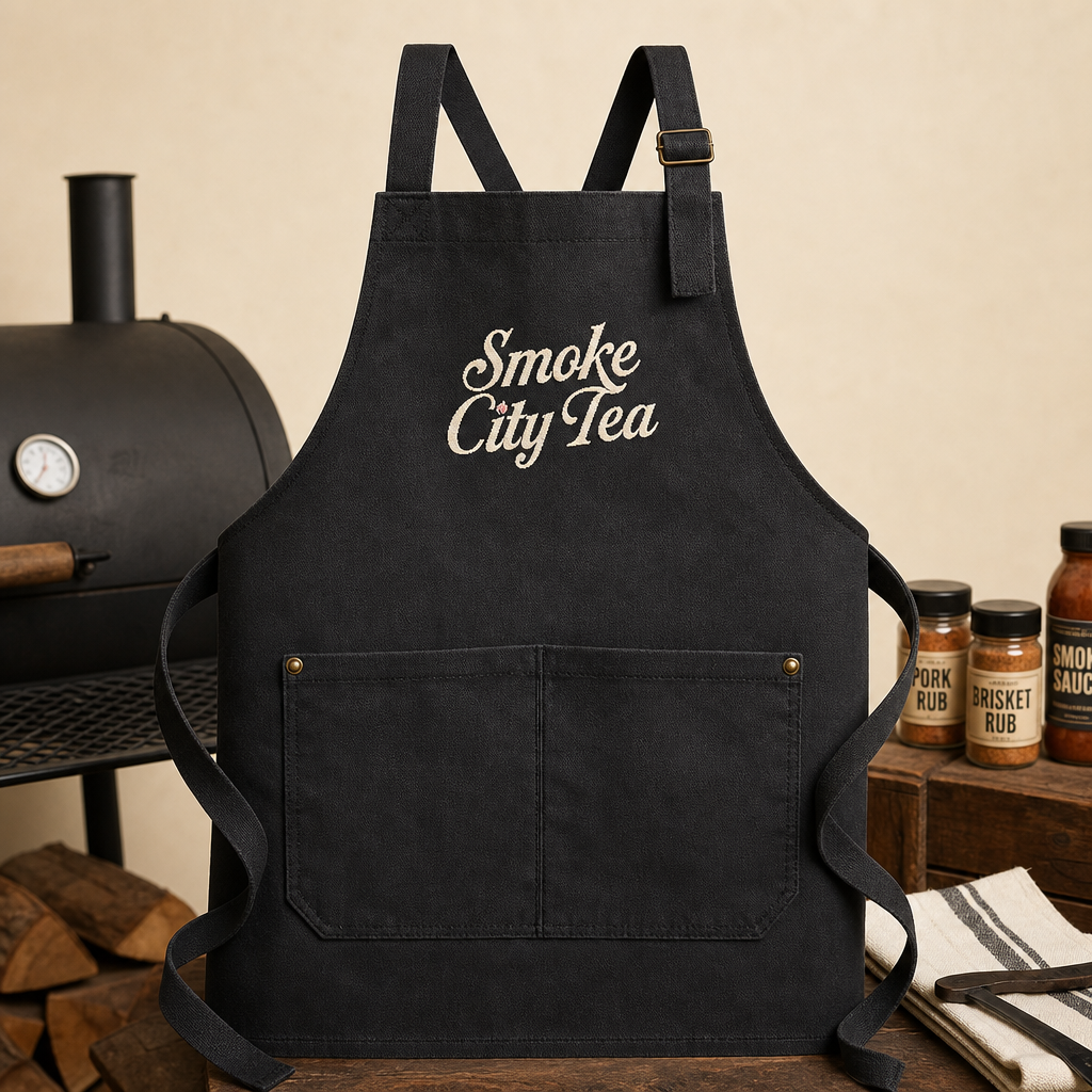 Smoke City Tea charcoal prep apron