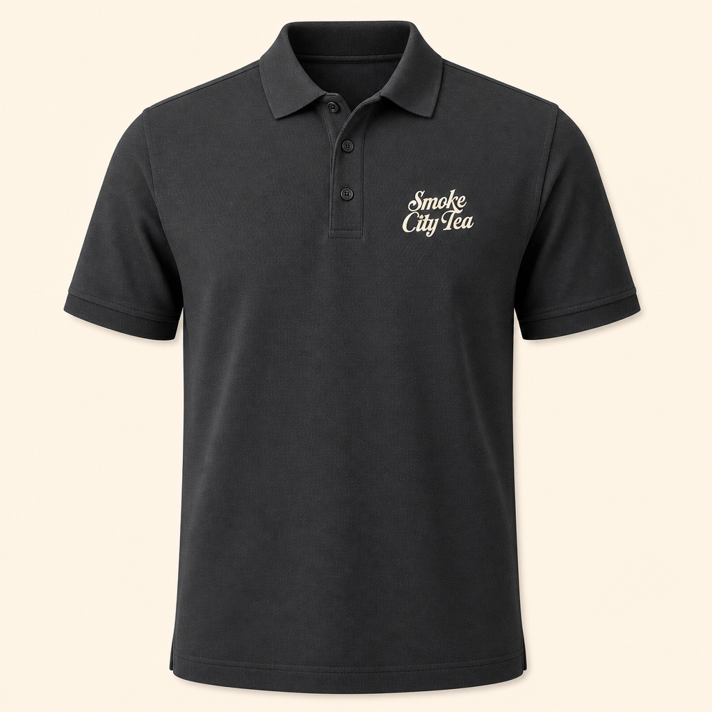 Smoke City Tea charcoal performance polo