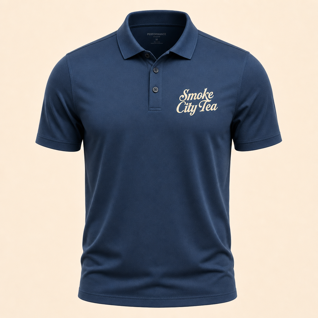 Smoke City Tea steel blue performance polo