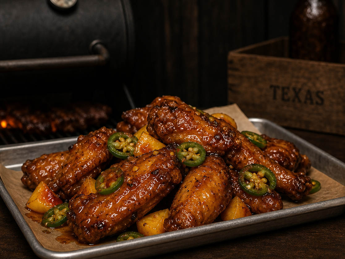Jalapeño peach tea wings