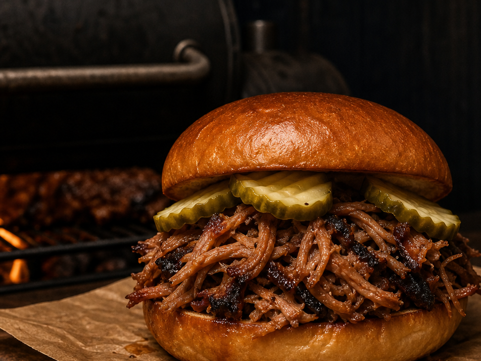 Sweet tea glazed pulled pork sandwich